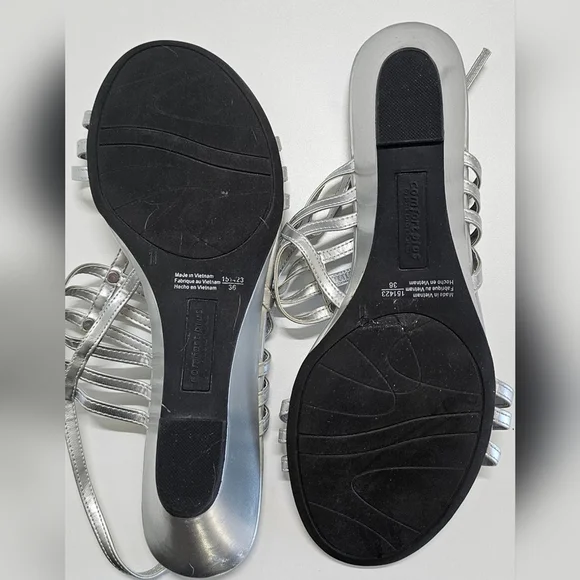 Women's Silver Strappy Sandals Sz 11 - Picture 4 of 5